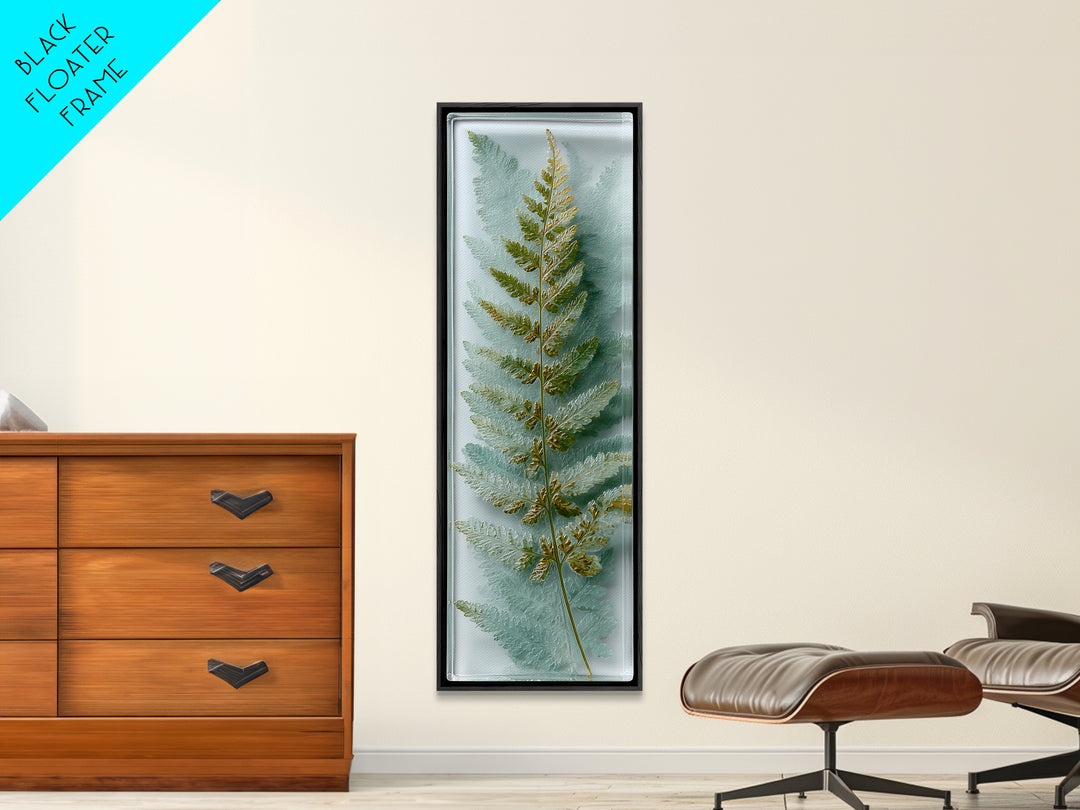 Minimal Green Fern Specimen Framed Canvas Print, Medical Office Art, Anatomy Wall Art, Office Decor, Calm, Neuroscience Art, MOA-1x3-92