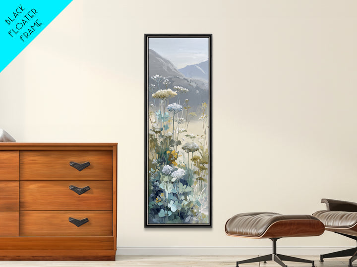 Sunlit Meadow with Wildflowers and Calm Mood Framed Canvas Print, Medical Office Art, Brain Poster, Office Decor, Calm, MOA-1x3-96
