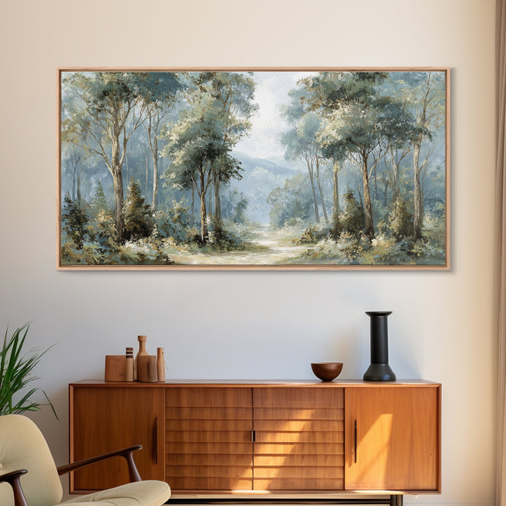 Gentle Forest Path Framed Canvas Print, Medical Office Art, Minimalist Decor, Office Decor, Fine Art, Calm, Dental Office Decor, MOA-2x1-13