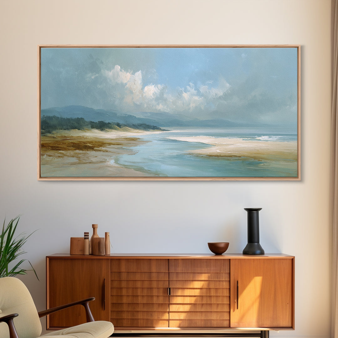 Coastal Shells and Water Study Framed Canvas Print, Medical Office Art, Fine Art Print, Office Decor, Fine Art, Calm, MOA-2x1-16