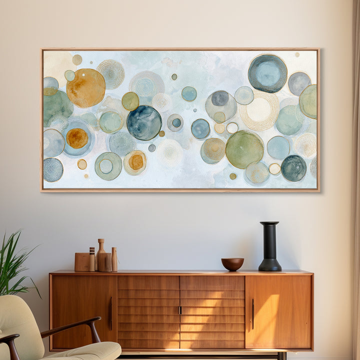 Abstract Cells and Circles as Soothing Pattern Framed Canvas Print, Medical Office Art, Home Decor, Office Decor, Calm, MOA-2x1-25