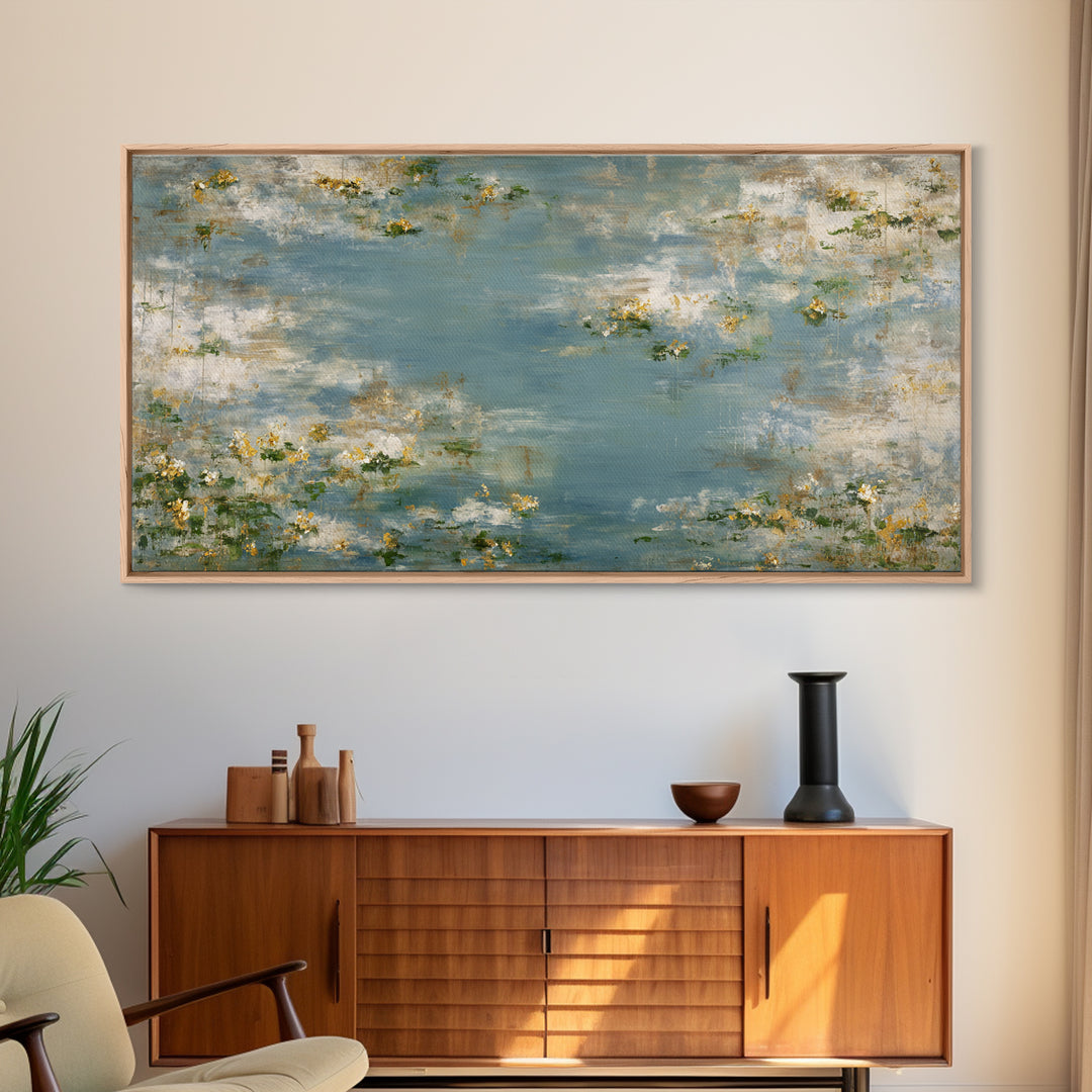 Sunlit Meadow with Wildflowers and Calm Mood Canvas Print, Medical Office Art, Office Decor, Watercolor Art, Calm, MOA-2x1-32