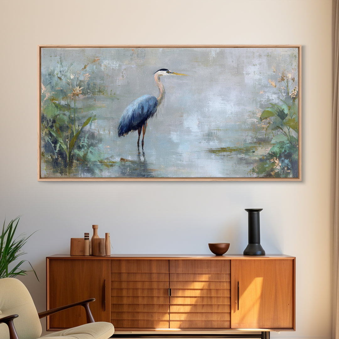 Blue Heron Standing Canvas Print, Medical Office Art, Wall Art, Office Decor, Fine Art, Calm, Printable Card, Medical Art, MOA-2x1-58