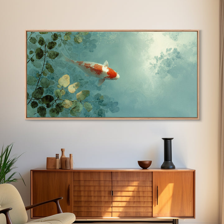 Calm Koi Fish Swimming Through Clear Water Canvas Print, Medical Office Art, Office Decor, Watercolor Art, Calm, MOA-2x1-66