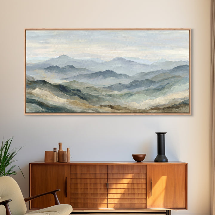 Soft Mountain Landscape Canvas Print, Medical Office Art, Digital Art, Office Decor, Oil Painting, Calm, Medical Decor, MOA-2x1-70