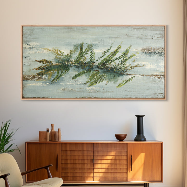 Minimal Green Fern Specimen Canvas Print, Medical Office Art, Medical Decor, Office Decor, Fine Art, Calm, Science Art, MOA-2x1-76
