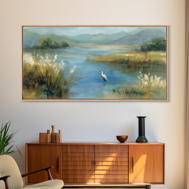 Blue Heron Standing Canvas Print, Medical Office Art, Wall Art, Office Decor, Fine Art, Calm, Printable Card, Medical Art, MOA-2x1-82