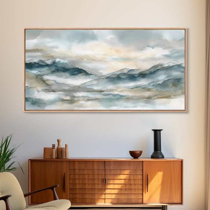 Soft Mountain Landscape Canvas Print, Medical Office Art, Digital Art, Office Decor, Oil Painting, Calm, Medical Decor, MOA-2x1-94