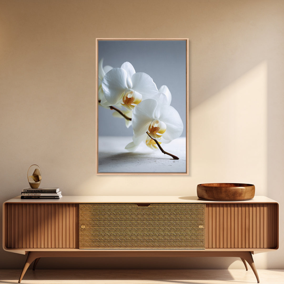 White Orchid on Gray Stone Surface Canvas Print, Medical Office Art, Art Print, Office Decor, Oil Painting, Calm, Printable Art, MOA-2x3-14