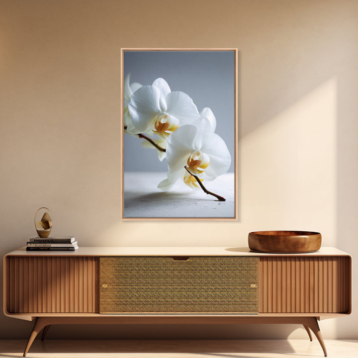 White Orchid on Gray Stone Surface Canvas Print, Medical Office Art, Art Print, Office Decor, Oil Painting, Calm, Printable Art, MOA-2x3-14