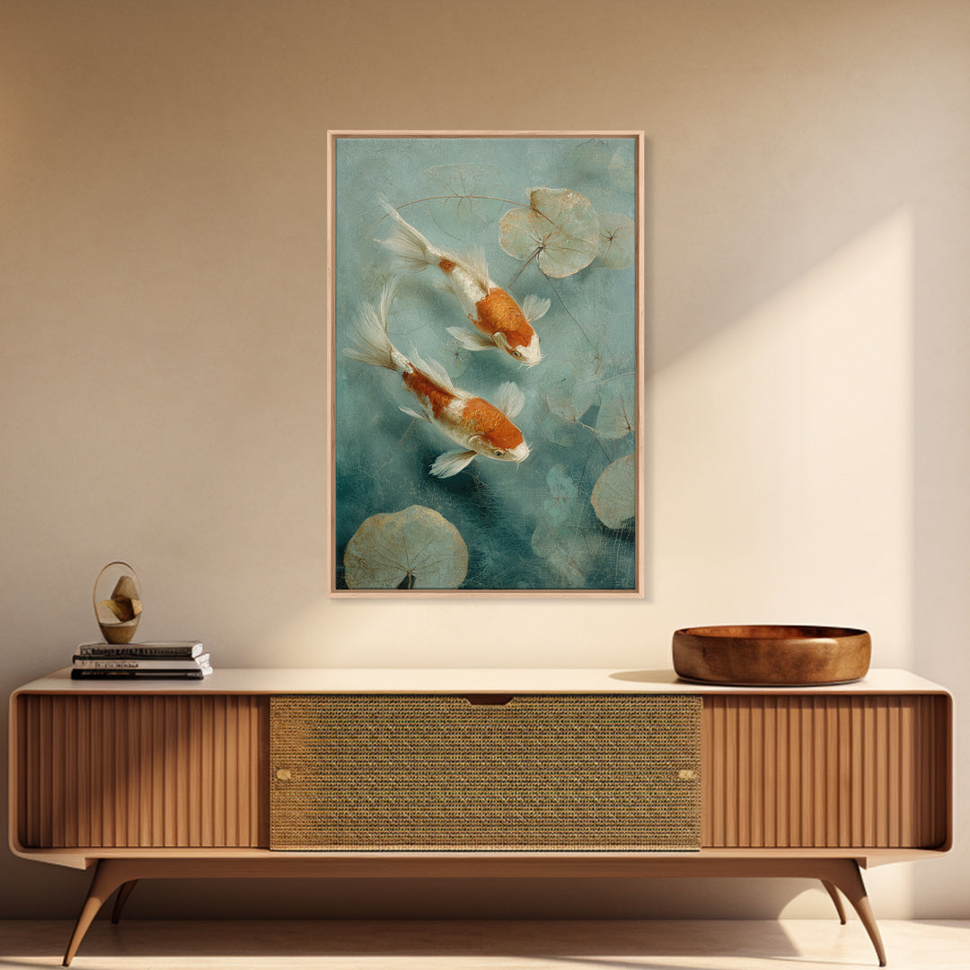 Calm Koi Fish Swimming Through Clear Water Canvas Print, Medical Office Art, Minimalist Decor, Office Decor, Fine Art, Calm, MOA-2x3-54