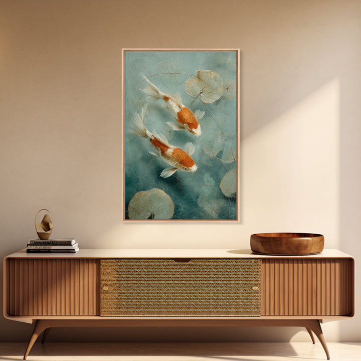 Calm Koi Fish Swimming Through Clear Water Canvas Print, Medical Office Art, Minimalist Decor, Office Decor, Fine Art, Calm, MOA-2x3-54