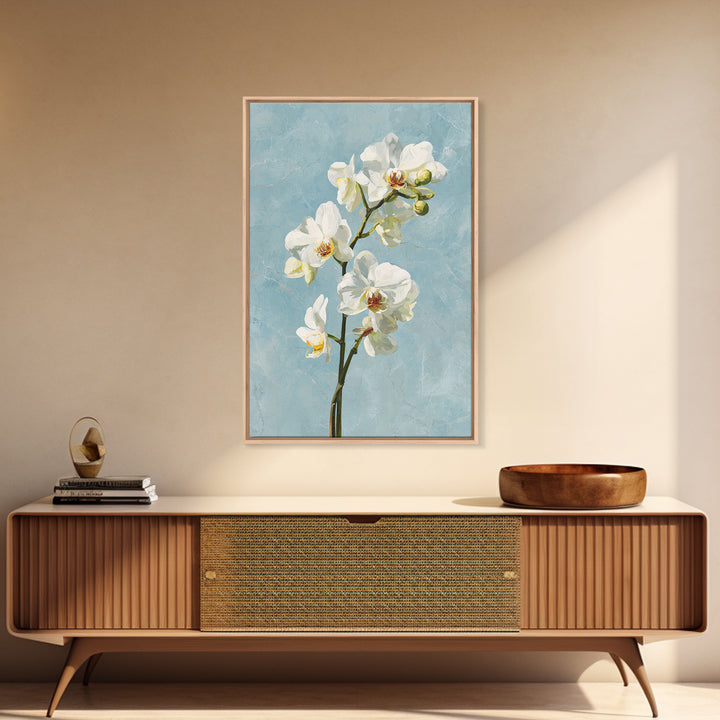 White Orchid on Gray Stone Surface Canvas Print, Medical Office Art, Digital Wall Art, Office Decor, Calm, Healthcare Wall Art, MOA-2x3-62