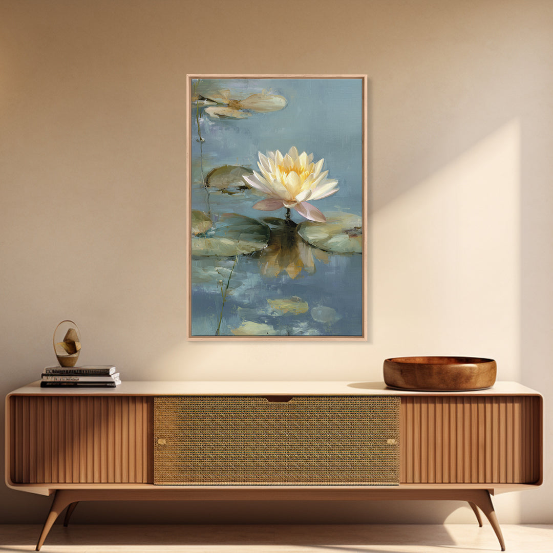 Lotus Flower Floating on Still Water Canvas Print, Medical Office Art, Office Decor, Calm, Brain Poster, Healthcare Wall Art, MOA-2x3-67