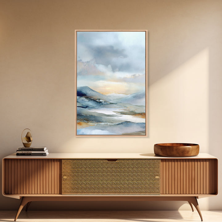 Soft Mountain Landscape Canvas Print, Medical Office Art, Office Decor, Watercolor Art, Calm, Brain Poster, Healthcare Wall Art, MOA-2x3-82