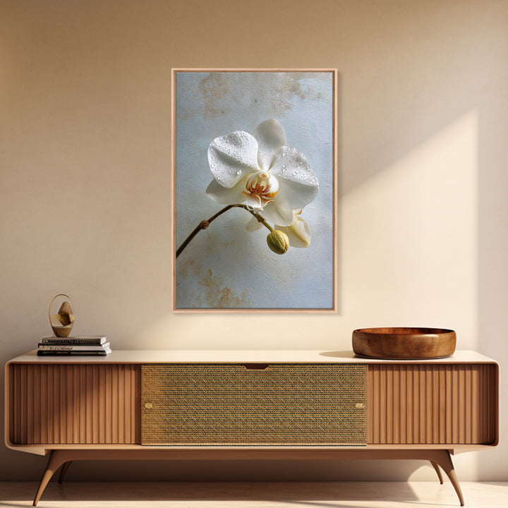 White Orchid on Gray Stone Surface Canvas Print, Medical Office Art, Digital Wall Art, Office Decor, Calm, Healthcare Wall Art, MOA-2x3-86
