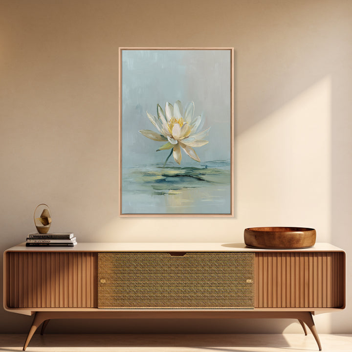 Lotus Flower Floating on Still Water Canvas Print, Medical Office Art, Anatomy Wall Art, Office Decor, Watercolor Art, Calm, MOA-2x3-91