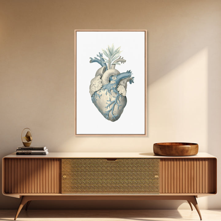 Anatomical Heart Rendered as Tasteful Botanical Art Canvas Print, Medical Office Art, Dental Office Decor, Office Decor, Calm, MOA-2x3-93