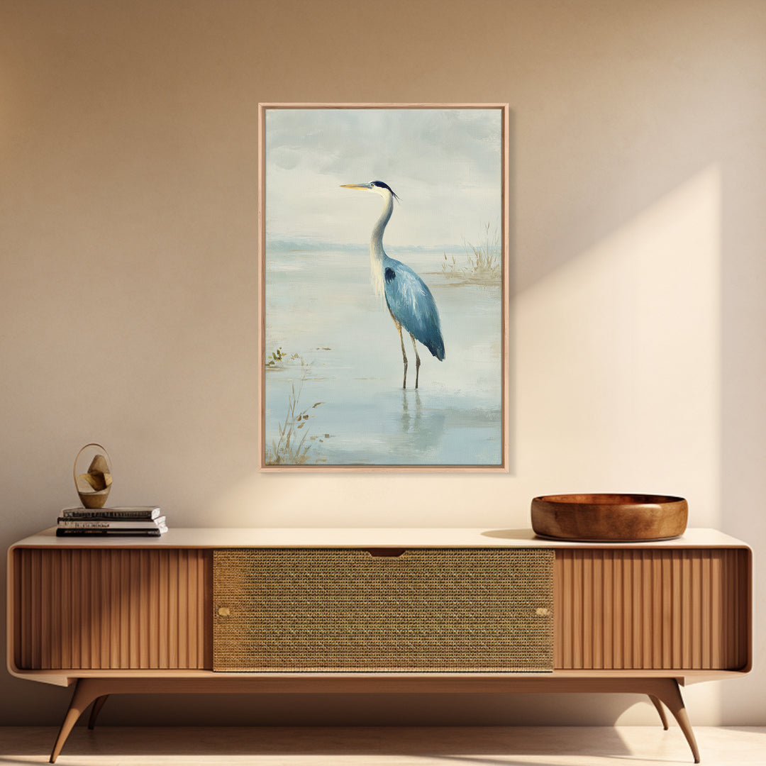 Blue Heron Standing Framed Canvas Print, Medical Office Art, Medical Student Gift, Office Decor, Fine Art, Calm, Anatomy Poster, MOA-2x3-94
