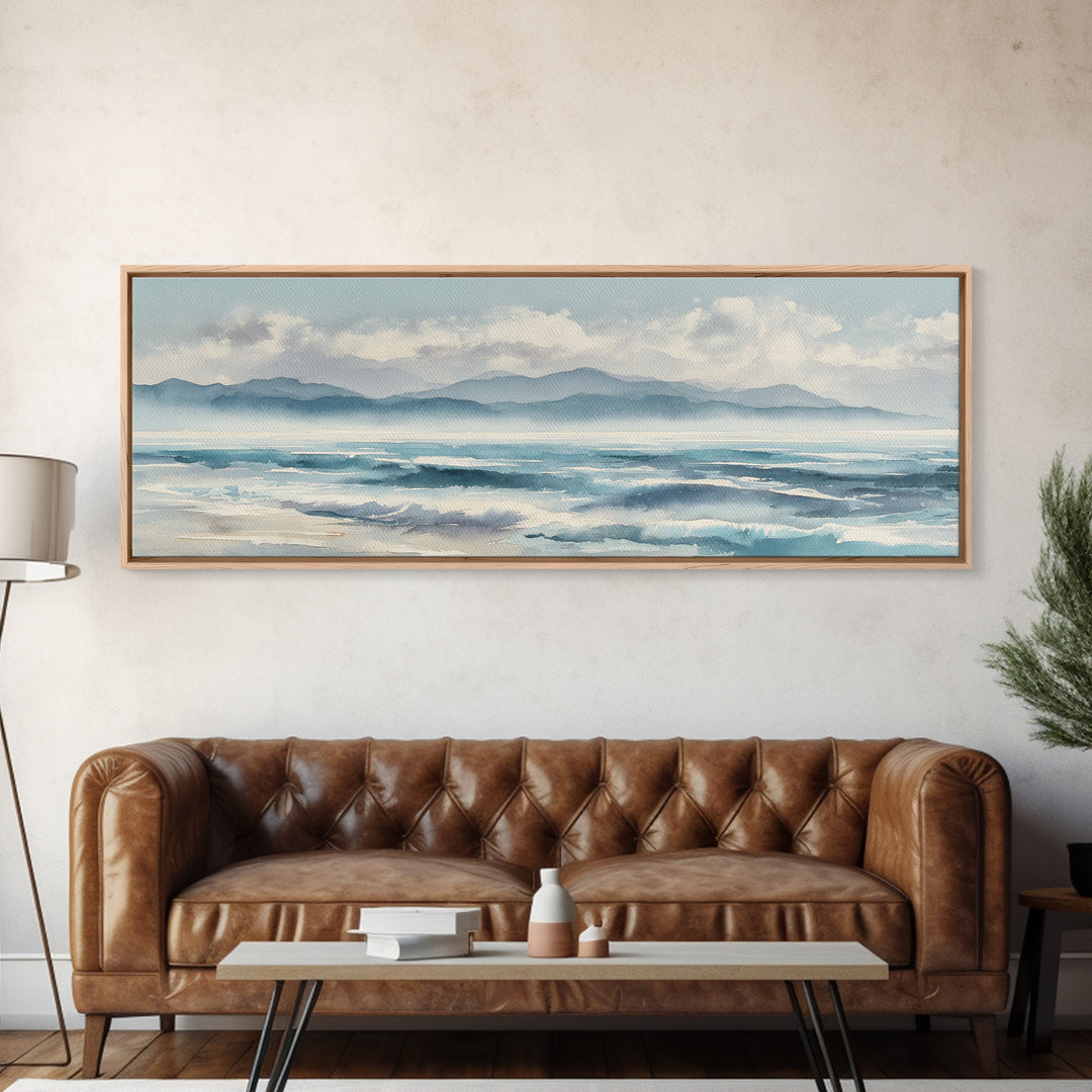 Coastal Shells and Water Study Framed Canvas Print, Medical Office Art, Heart Anatomy Print, Office Decor, Fine Art, Calm, MOA-3x1-12