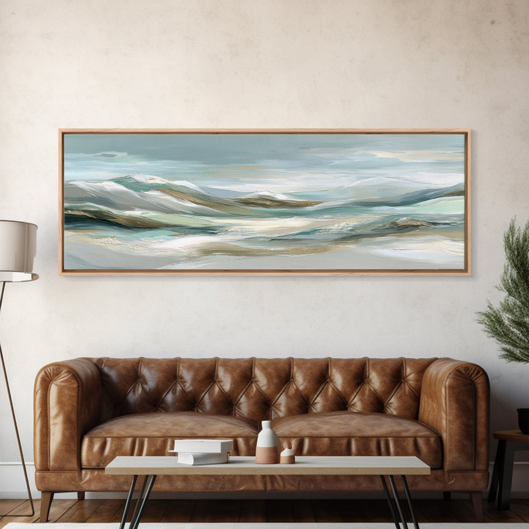 Soft Mountain Landscape Framed Canvas Print, Medical Office Art, Minimalist Art, Office Decor, Calm, Educational Poster, MOA-3x1-18
