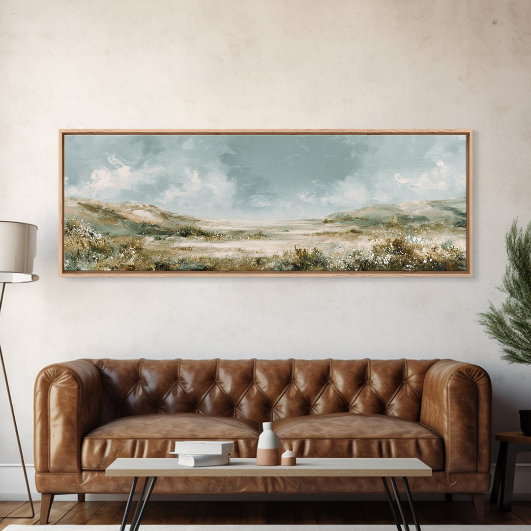 Sunlit Meadow with Wildflowers and Calm Mood Canvas Print, Medical Office Art, Anatomy Art, Office Decor, Watercolor Art, Calm, MOA-3x1-4