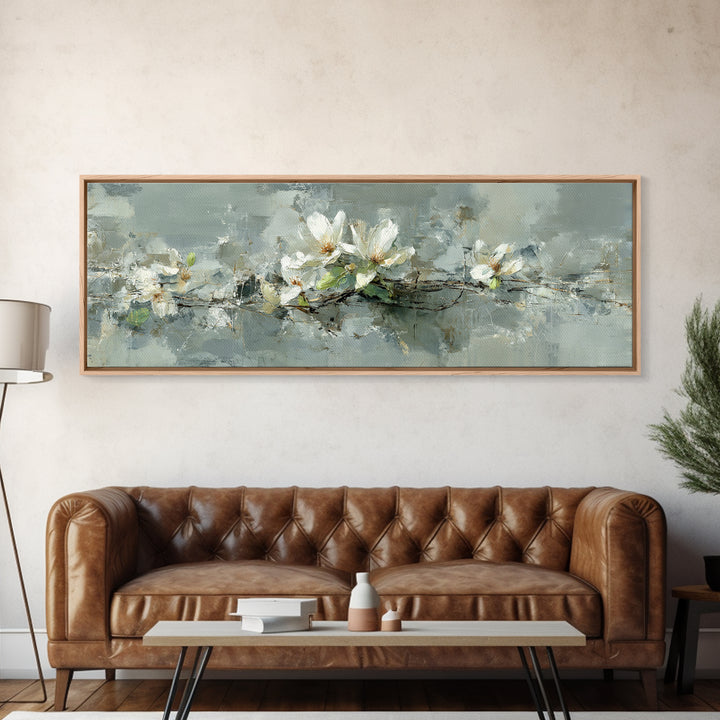 White Orchid on Gray Stone Surface Canvas Print, Medical Office Art, Medical Decor, Office Decor, Fine Art, Calm, Science Art, MOA-3x1-46