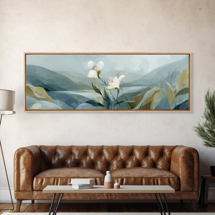 White Orchid on Gray Stone Surface Canvas Print, Medical Office Art, Art Print, Office Decor, Oil Painting, Calm, Printable Art, MOA-3x1-70