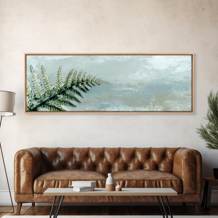 Minimal Green Fern Specimen Framed Canvas Print, Medical Office Art, Wall Art, Office Decor, Fine Art, Calm, Printable Card, MOA-3x1-72
