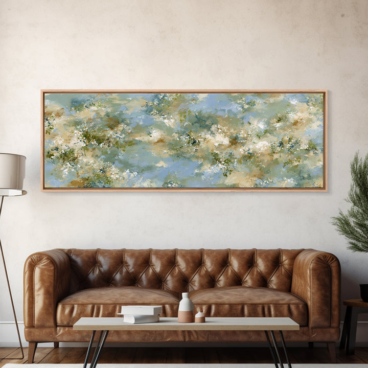 Sunlit Meadow with Wildflowers and Calm Mood Canvas Print, Medical Office Art, Home Decor, Office Decor, Oil Painting, Calm, MOA-3x1-76