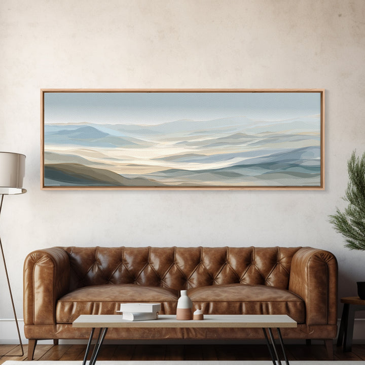 Minimal Sunrise over Rounded Hills Framed Canvas Print, Medical Office Art, Printable Art, Office Decor, Fine Art, Calm, MOA-3x1-87