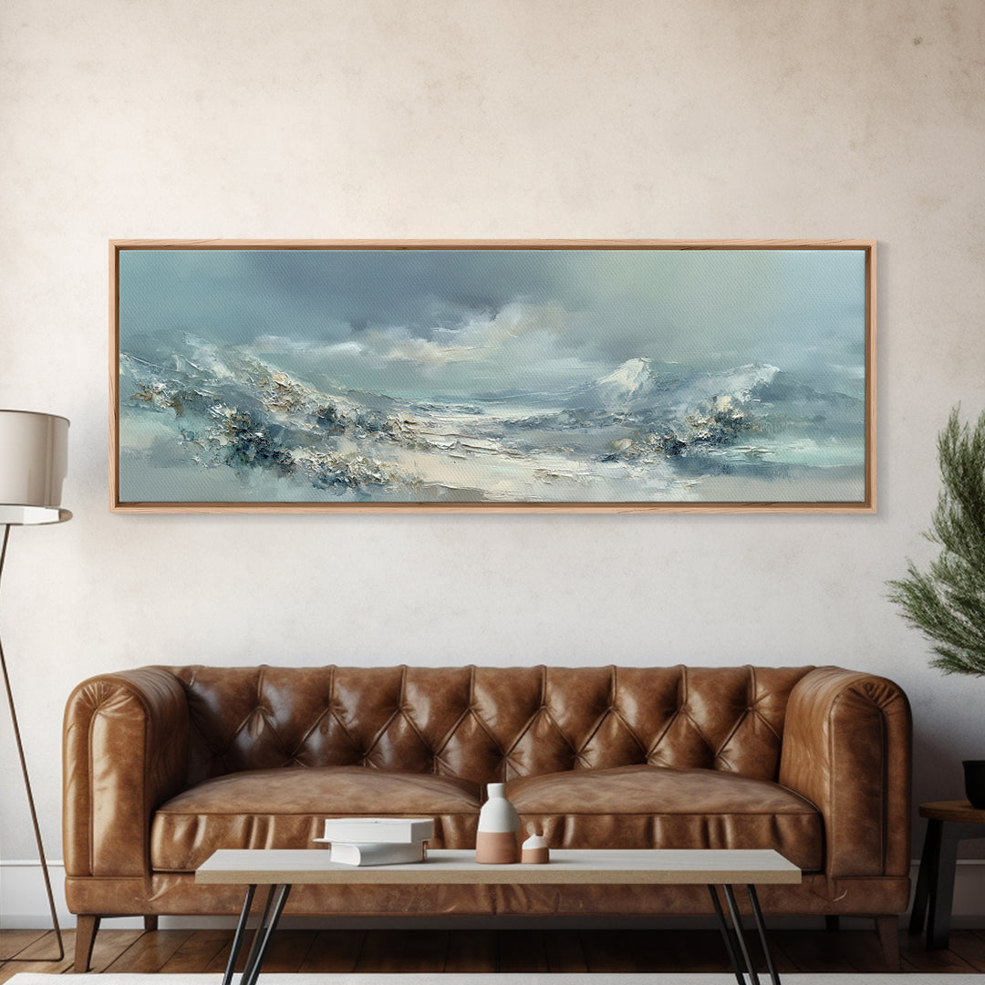 Soft Mountain Landscape Framed Canvas Print, Medical Office Art, Anatomy Poster, Office Decor, Watercolor Art, Calm, MOA-3x1-90