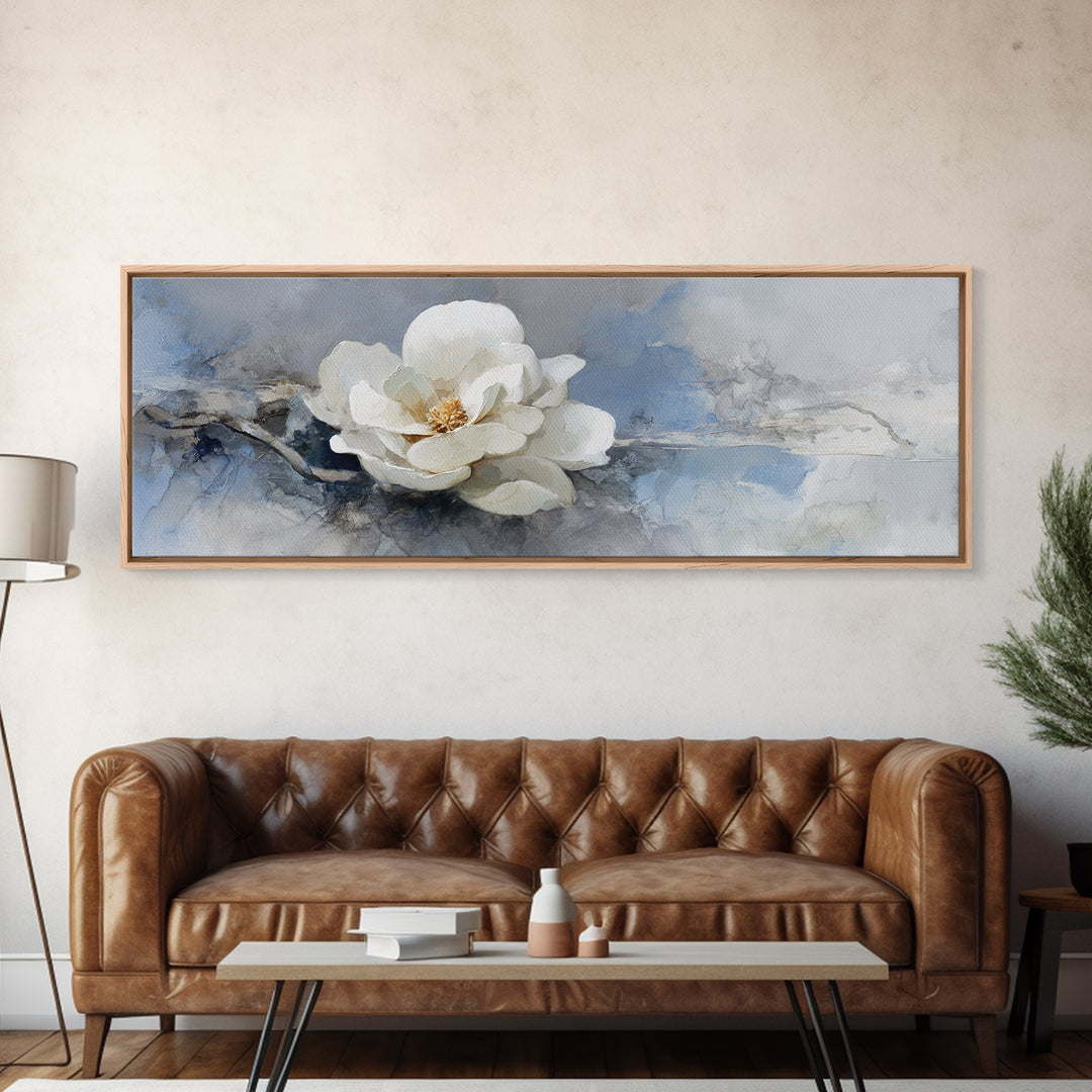 White Orchid on Gray Stone Surface Canvas Print, Medical Office Art, Brain Poster, Office Decor, Fine Art, Calm, Medical School, MOA-3x1-94