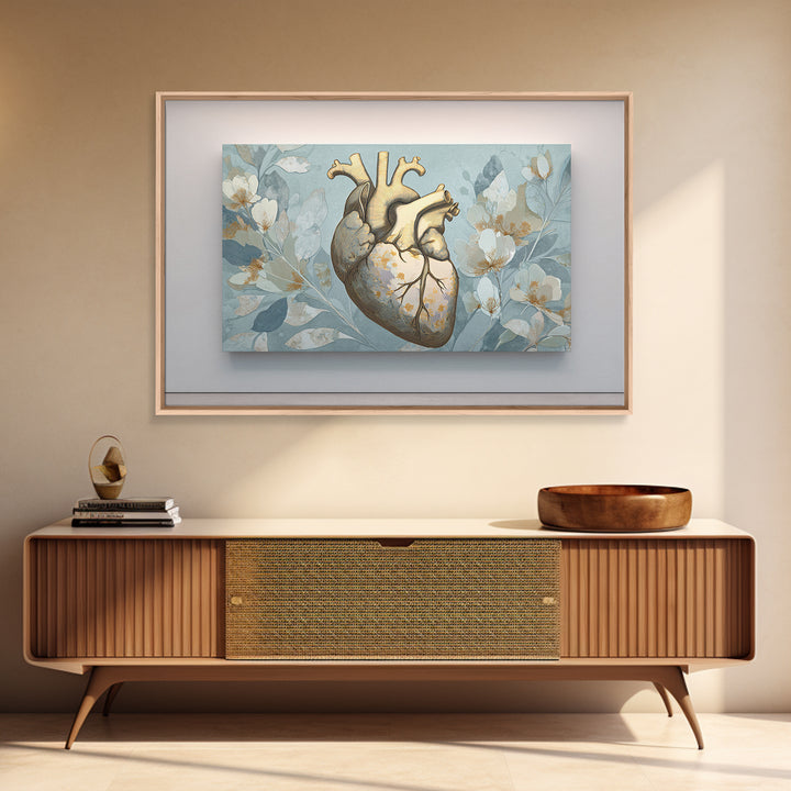Anatomical Heart Rendered as Tasteful Botanical Art Canvas Print, Medical Office Art, Anatomy Wall Art, Office Decor, Calm, MOA-3x2-17