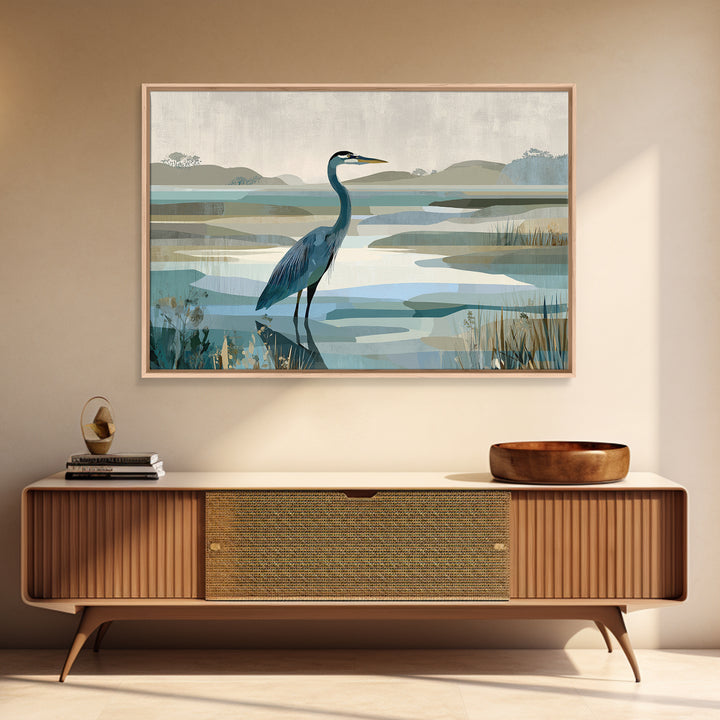 Blue Heron Standing Framed Canvas Print, Medical Office Art, Medical Student Gift, Office Decor, Fine Art, Calm, Anatomy Poster, MOA-3x2-18
