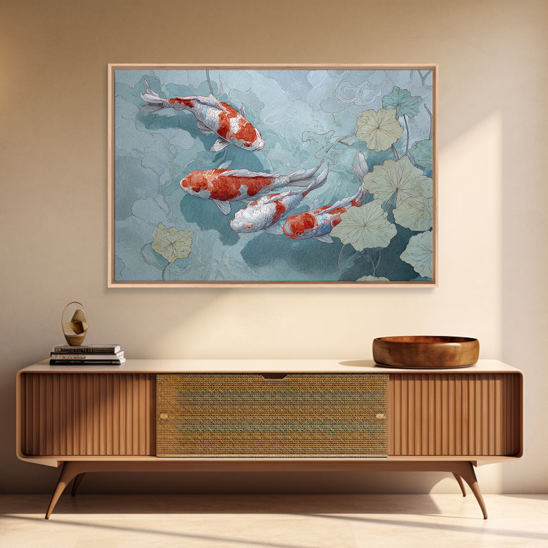 Calm Koi Fish Swimming Through Clear Water Framed Canvas Print, Medical Office Art, Printable Wall Art, Office Decor, Calm, MOA-3x2-2