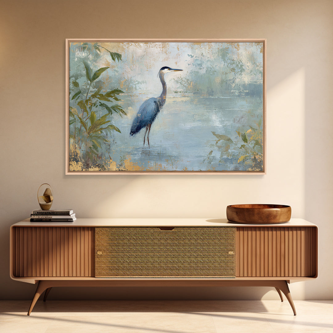 Blue Heron Standing Canvas Print, Medical Office Art, Medical Art, Office Decor, Fine Art, Calm, Biology Art, Nurse Wall Art, MOA-3x2-42