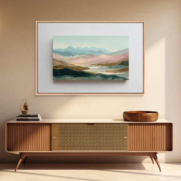 Minimal Sunrise over Rounded Hills Canvas Print, Medical Office Art, School Nurse Art, Office Decor, Calm, Luxury Decor, MOA-3x2-51