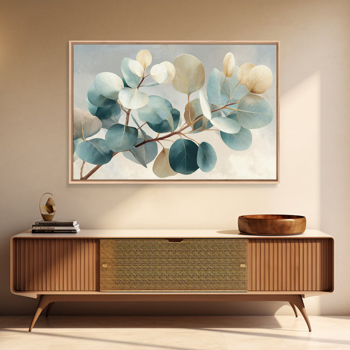 Botanical Eucalyptus Branch Framed Canvas Print, Medical Office Art, Digital Art, Office Decor, Watercolor Art, Calm, MOA-3x2-55