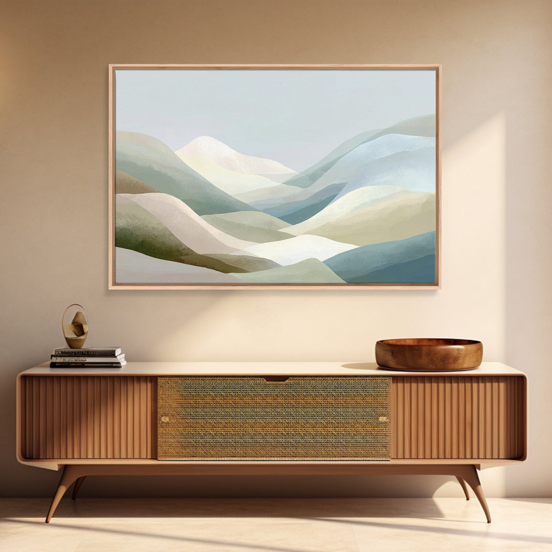 Soft Mountain Landscape Framed Canvas Print, Medical Office Art, Dental Office Decor, Office Decor, Fine Art, Calm, Brain Art, MOA-3x2-6