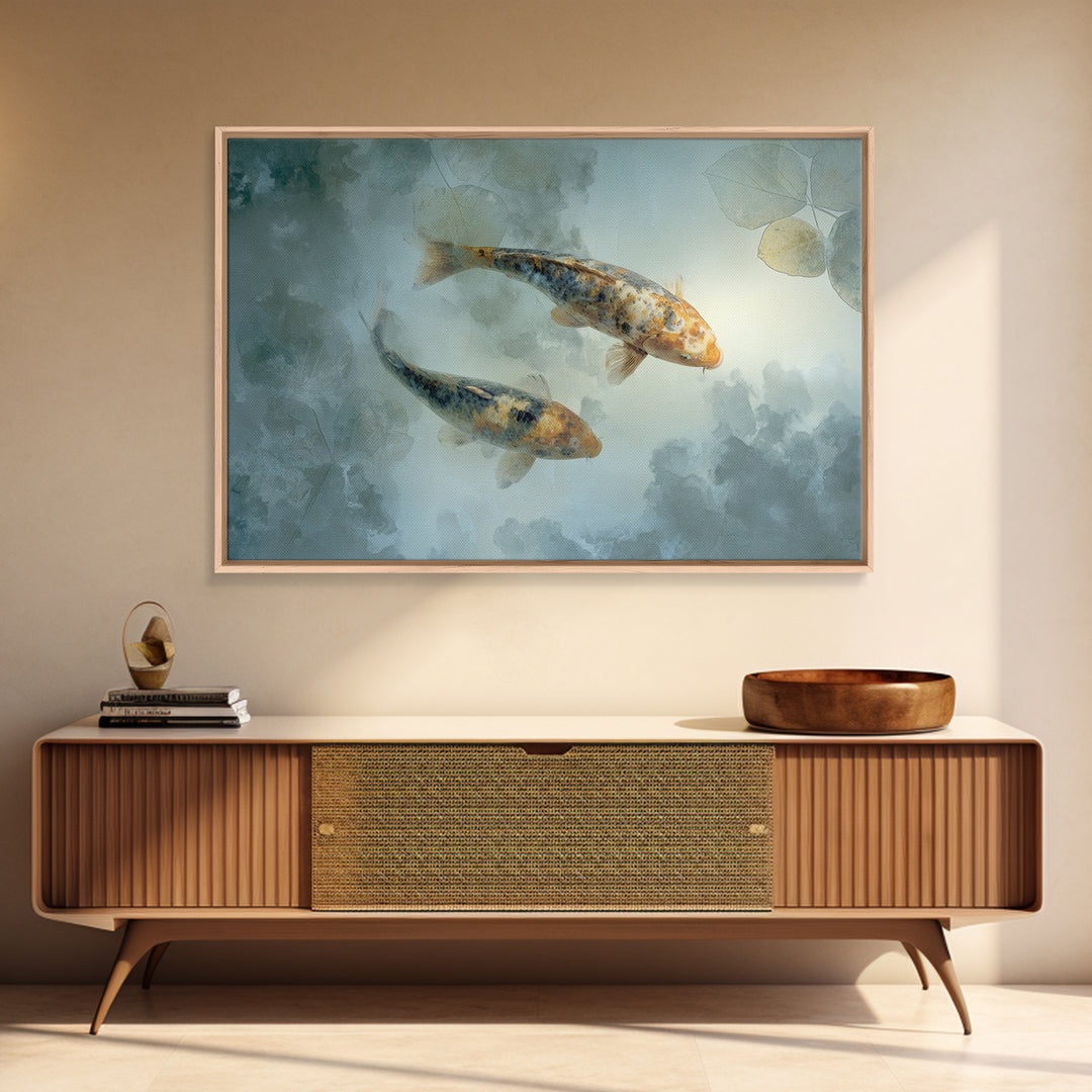 Calm Koi Fish Swimming Through Clear Water Canvas Print, Medical Office Art, Educational Poster, Office Decor, Fine Art, Calm, MOA-3x2-98