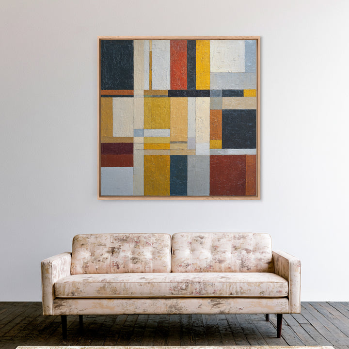 Urban Window Grid Transformed into Abstraction Framed Canvas Print, Modern Art, Art, Living Room Decor, Fine Art, Modern, MOD-1x1-12