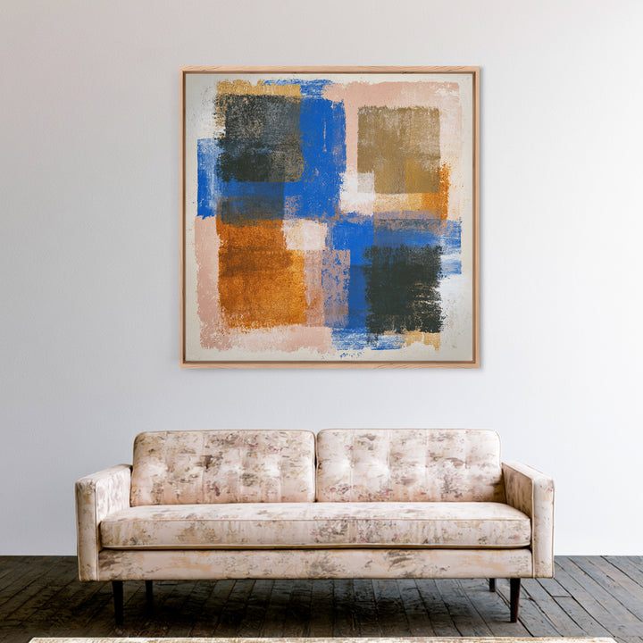 Expressive Brushwork in Cobalt and Rust Canvas Print, Modern Art, Set of 3 Prints, Living Room Decor, Oil Painting, Modern, MOD-1x1-30