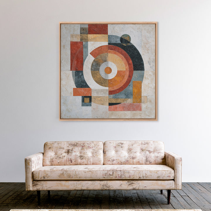 Abstract Circular Forms Framed Canvas Print, Modern Art, Abstract Wall Art, Living Room Decor, Fine Art, Modern, Neutral Decor, MOD-1x1-43