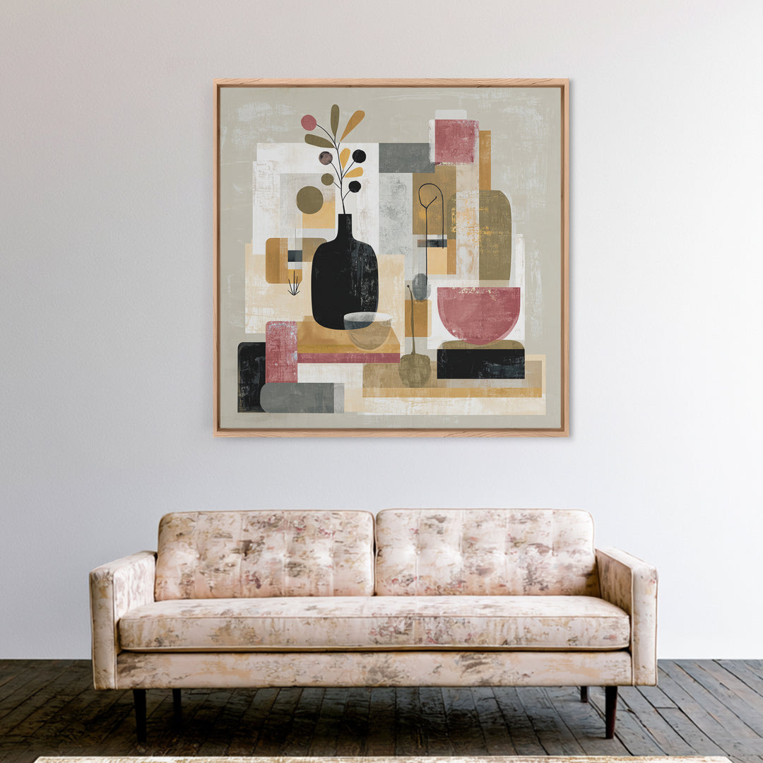 Modern Still Life Framed Canvas Print, Modern Art, Trendy Wall Art, Living Room Decor, Oil Painting, Modern, Minimalist Decor, MOD-1x1-61