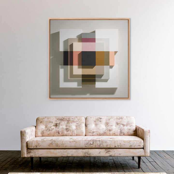 Minimal Sculpture Shapes Painted Framed Canvas Print, Modern Art, Canvas, Living Room Decor, Fine Art, Modern, Boho Wall Art, MOD-1x1-8