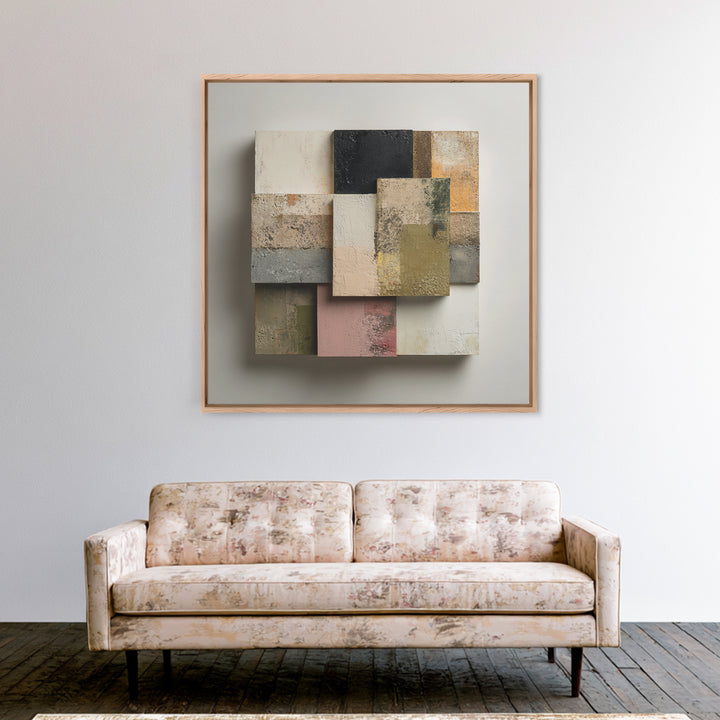 Minimal Sculpture Shapes Painted Framed Canvas Print, Modern Art, Modern Decor, Living Room Decor, Abstract Art, Modern, MOD-1x1-80
