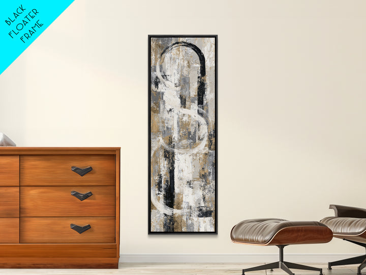 Dynamic Black Brush Marks on Neutral Ground Canvas Print, Modern Art, Art, Living Room Decor, Fine Art, Modern, Canvas Art, MOD-1x3-23