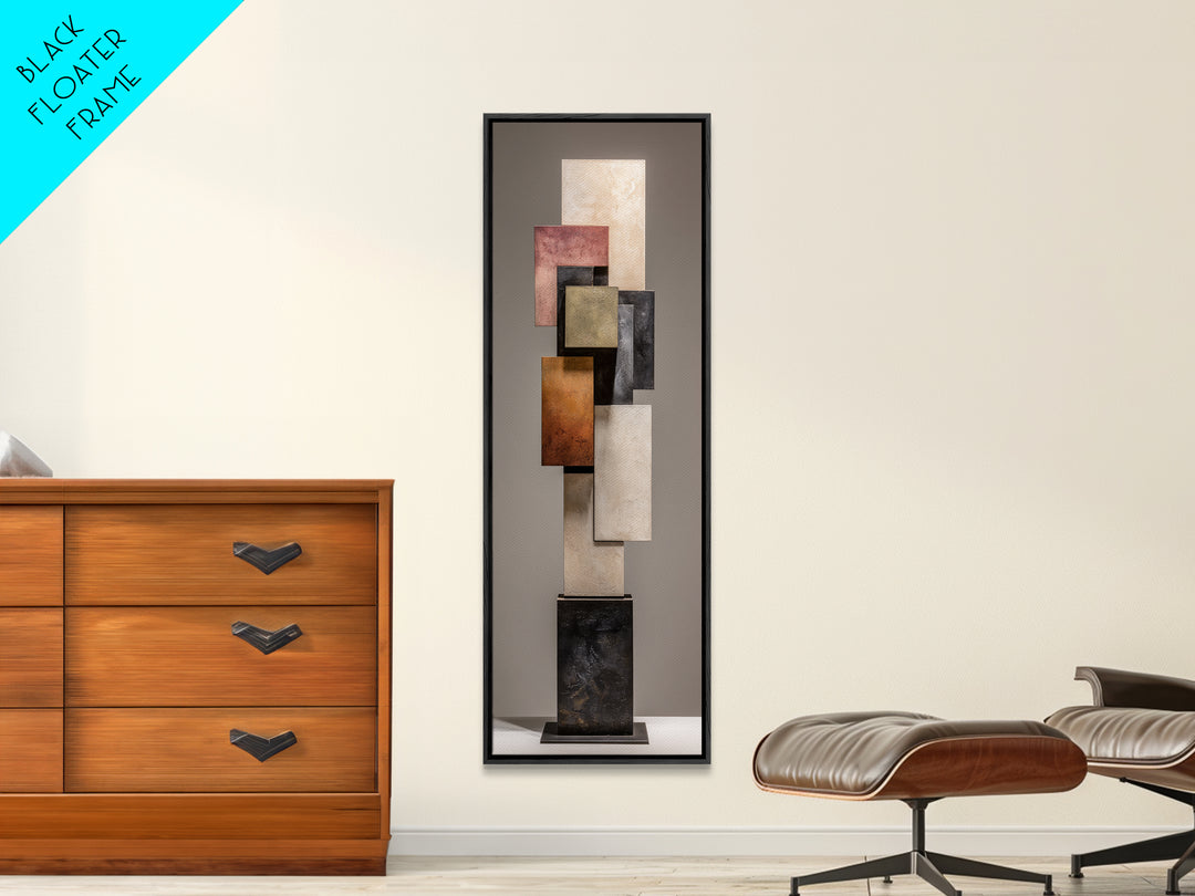 Minimal Sculpture Shapes Painted Canvas Print, Modern Art, Art Deco, Living Room Decor, Abstract Art, Modern, MOD-1x3-68