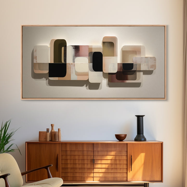 Minimal Sculpture Shapes Painted Canvas Print, Modern Art, Wall Decor, Living Room Decor, Abstract Art, Modern, Digital Print, MOD-2x1-52